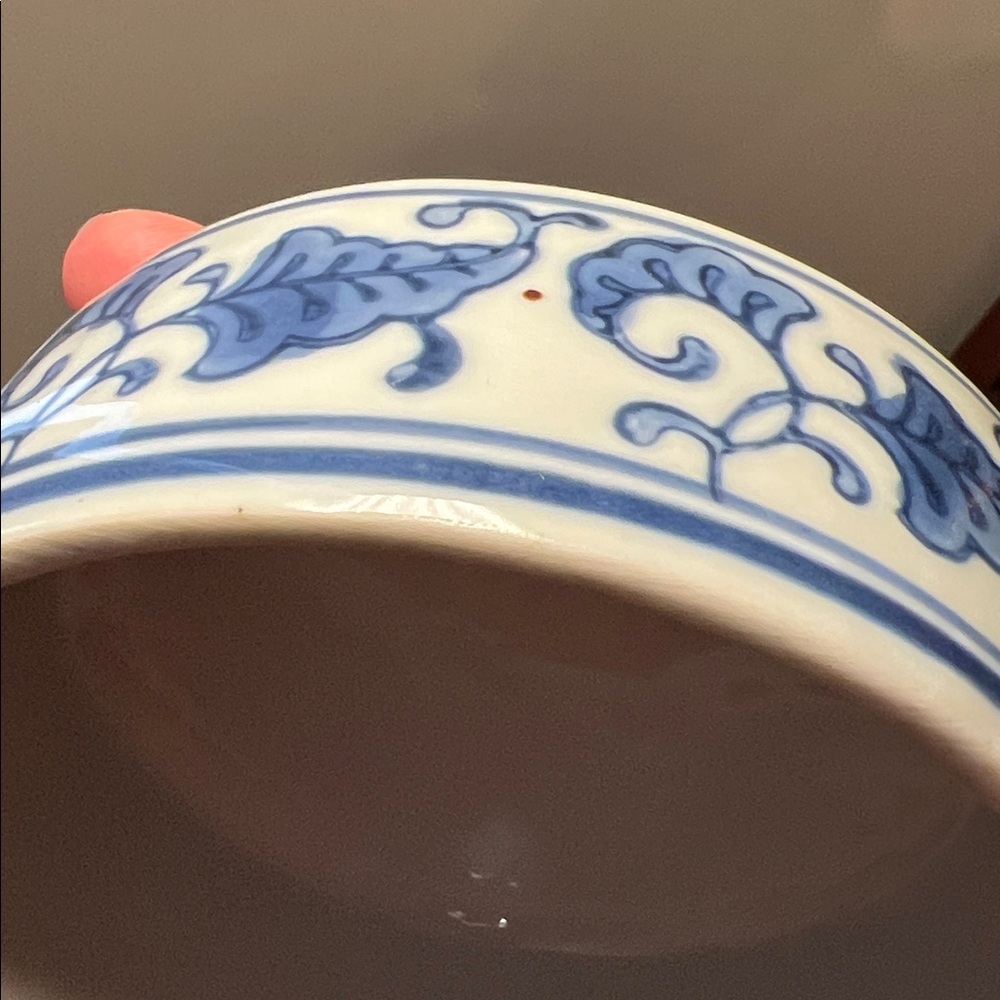 Large Vintage Blue & White Chinoiserie Double Happiness Tea Ginger Jar w/ Lid - Picture 8 of 10